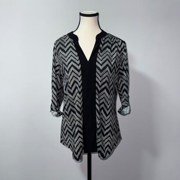 PerSeption 3/4 sleeve blouse women’s size medium petite - Picture 1 of 7